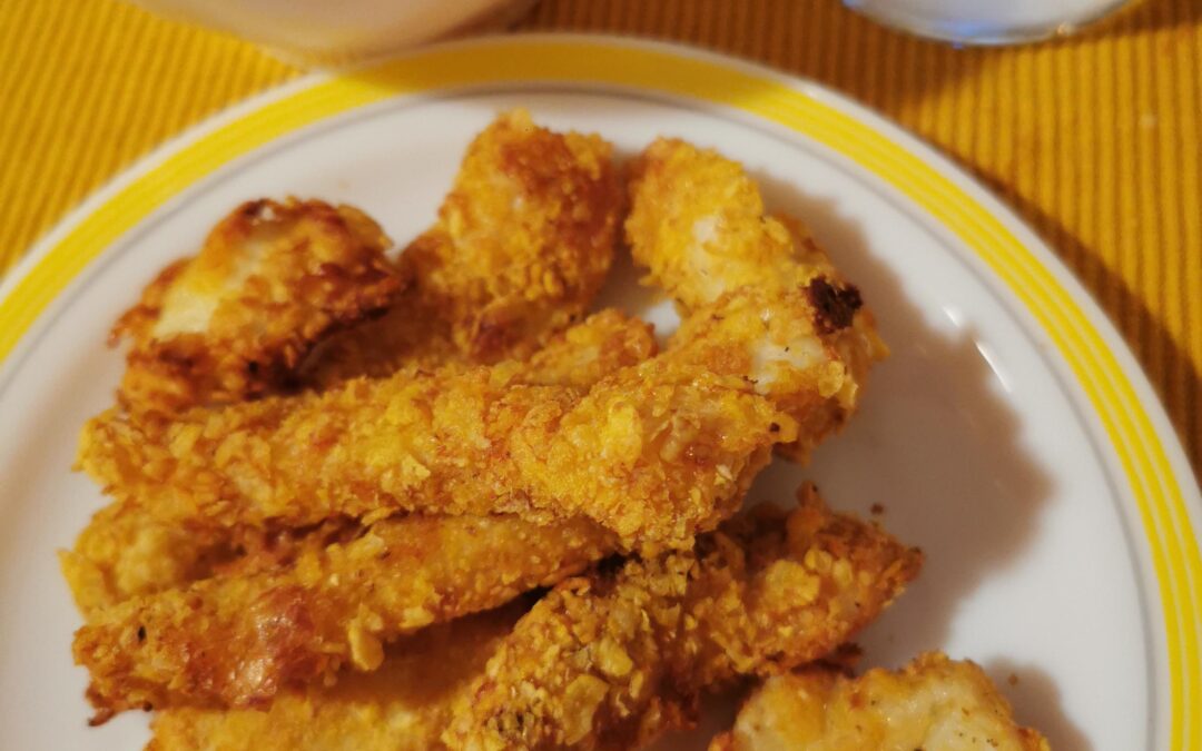 Tiras de potón rebozadas saludables